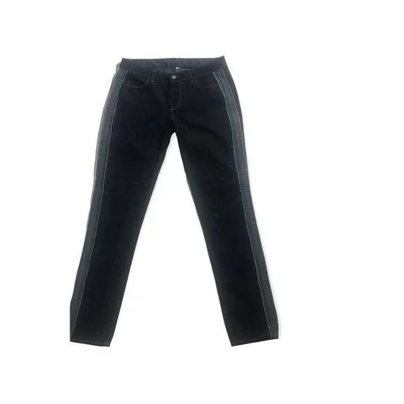 PAIGE Jeans Monica Tux JJ Skinny Dark Denim Frayed Light Blue Tux Sides Size 27 - Picture 5 of 11